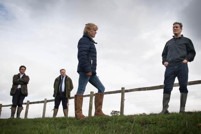 Labour leader Sir Keir Starmer during a visit to National Farmers' Union president Minette Batters' farm in Wiltshire in October. Photo: PA