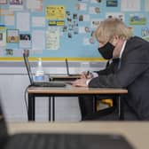 Boris Johnson during a school visit this week.