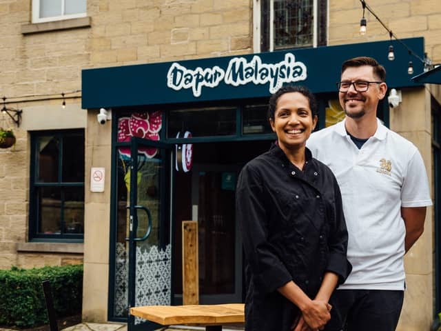 Valerie Kolat with her husband Neil outside their Malaysian restaurant in Chapel Allerton Picture: Chapter 81 Ben Bentley.