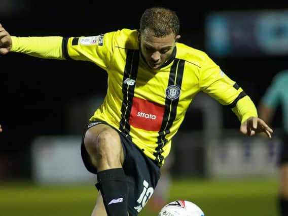 Aaron Martin netted the only goal of the game as Harrogate Town edged out Mansfield Town on Tuesday evening. Pictures: Matt Kirkham