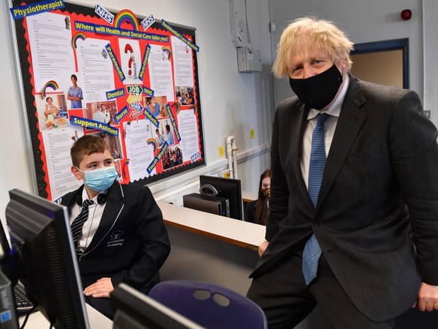 Boris Johnson during a school visit earlier this week.
