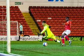 FIRST GOAL: Daryl Dike secures the points for Barnsley