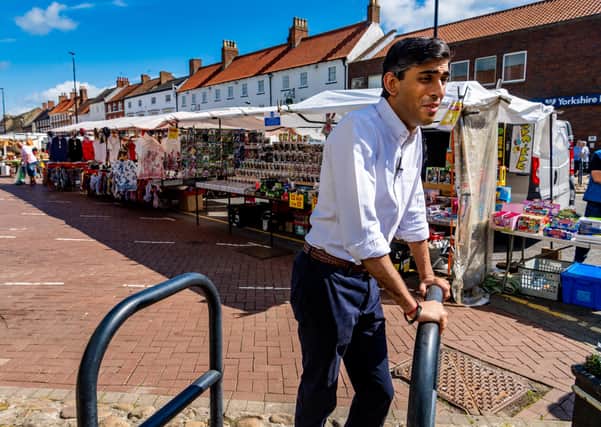 Chancellor Rishi Sunak during a walkabout in Northallerton last June. Photo: James Hardisty.