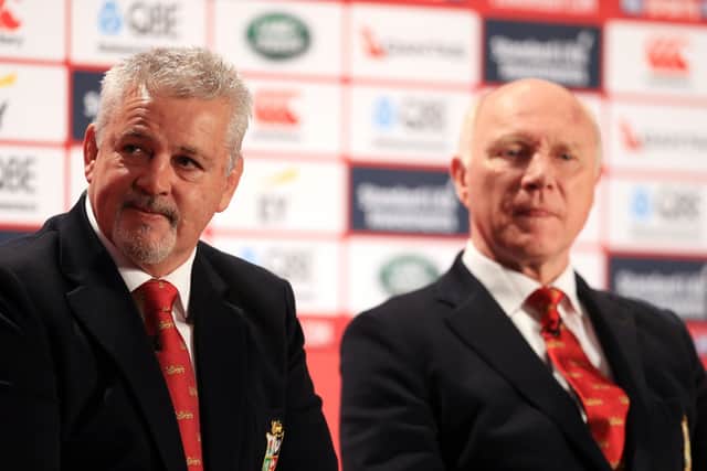 Experienced: Warren Gatland, left, will again lead the British & Irish Lions against South Africa after fulfilling the same role under tour manager John Spencer, right, in 2017. Picture: Adam Davy/PA Wire