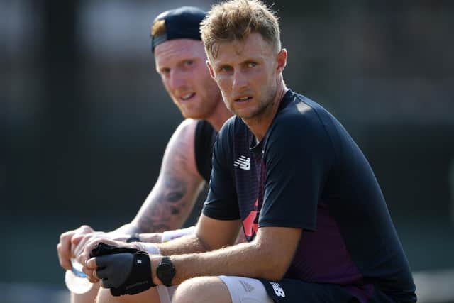 DYNAMIC DUO: England captain Joe Root and Ben Stokes during a nets session in Colombo, Sri Lanka, March 2020. PIcture: Gareth Copley/Getty Images