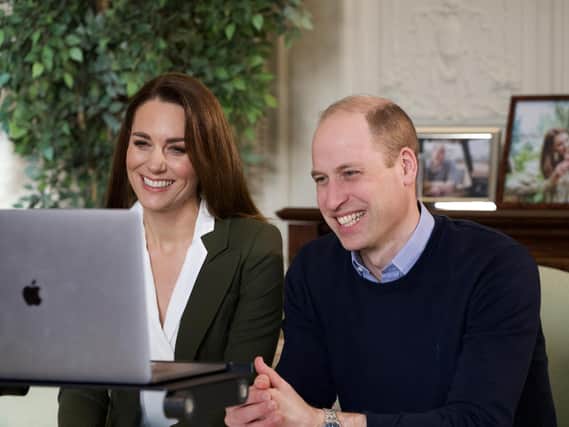 Duke and Duchess of Cambridge during a video call to people with health conditions about the positive impact of the COVID-19 vaccine. PIC: Kensington Palace/PA Wire