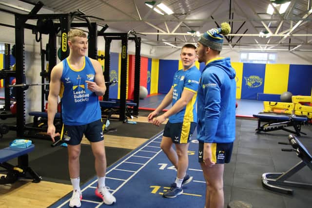 Leeds Rhinos' Harry Newman, Jack Walker and Callum McLelland. (Picture: Phil Daly/SWPix.com)