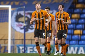 On target: Hull's Reece Burke looks to the sky after scoring his side's second goa. Picture: Victoria Jones/PA