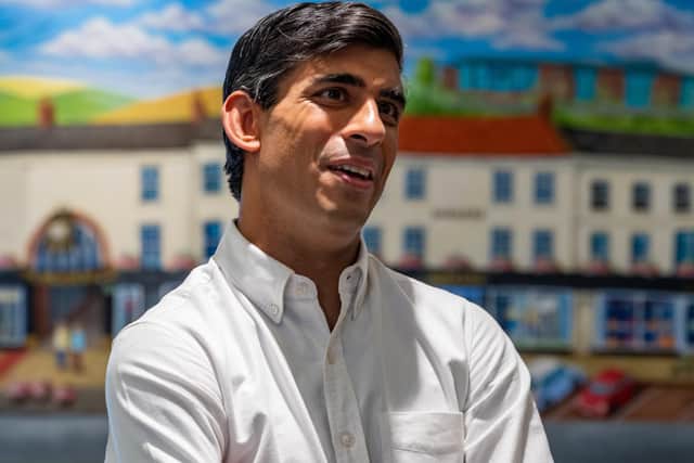 Chancellor Rishi Sunak during a visit to Barkers department store in Northallerton last June. Photo: James Hardisty.