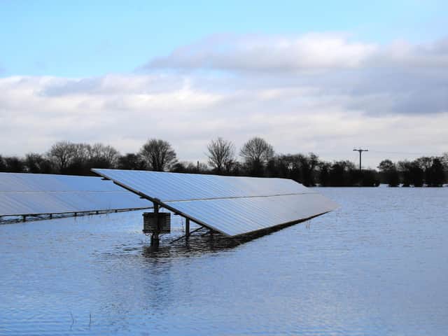 File photo  of solar panels in floodwater in East Cowick,Yorkshire