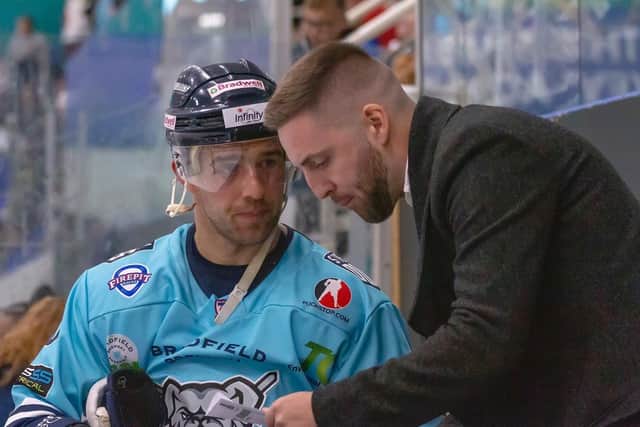 Sheffield Steeldogs' head coach Greg Wood, right, took great satisfaction from his team's performance in Romford on Sunday night. Picture courtesy of Peter Best/Steeldogs.