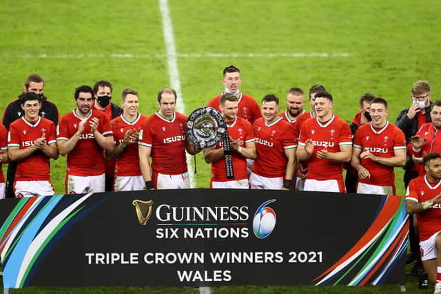Worthy winners: Wales celebrate with the Triple Crown trophy. (Photo by Michael Steele/Getty Images)