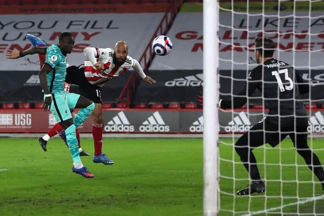 Sheffield United's David McGoldrick attempts a shot on goal. Picture: PA.