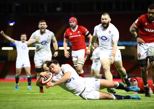 Moment to savour: Ben Youngs of England dives over to score his side's second try. (Photo by Michael Steele/Getty Images)