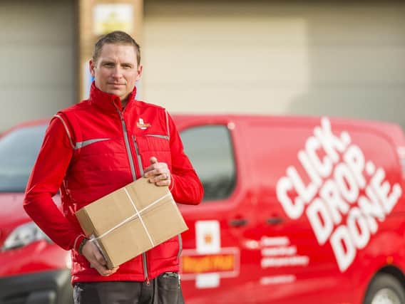 Ben Gorton wearing a new uniform in Skipton which the Royal Mail are trialling for its postmen and postwomen, saying it was designed to better reflect the modern delivery round. PIC:  Royal Mail Group/South West News Service/PA Wire