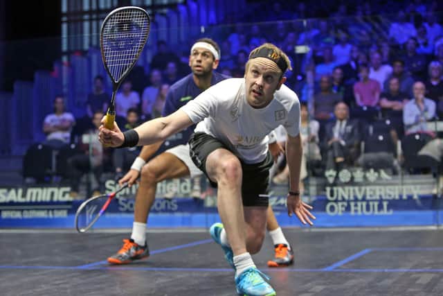 JamesWillstrop, in action during the British Open in Hull in 2019. Picture courtesy of PSA World Tour.