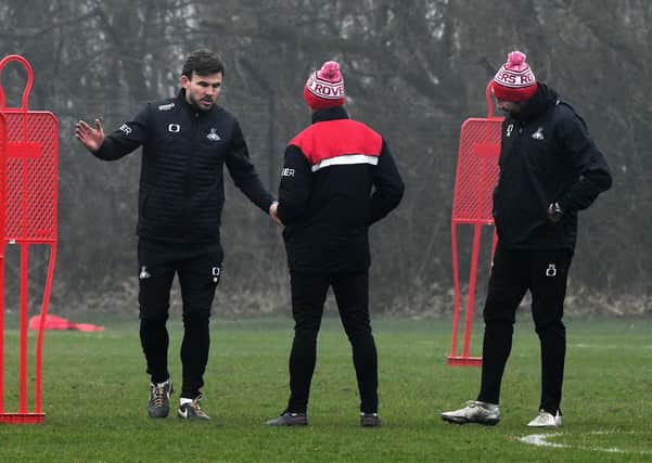 Doncater Rovers' Andy Butler in charge of his first training session after being ex manager Darren Moore left for Sheffield Wednesday. Picture: Andrew Roe/AHPIX LTD.
