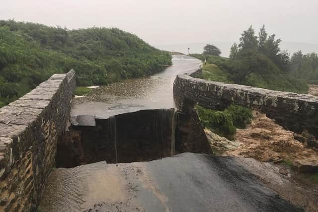 The old bridge in the aftermath of the flash floods