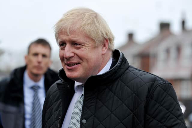 Boris Johnson during his electoon visit to Mansfield when undertakings to former miners were made.