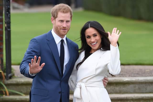 Prince Harry and actress Meghan Markle on the day of their engagement.