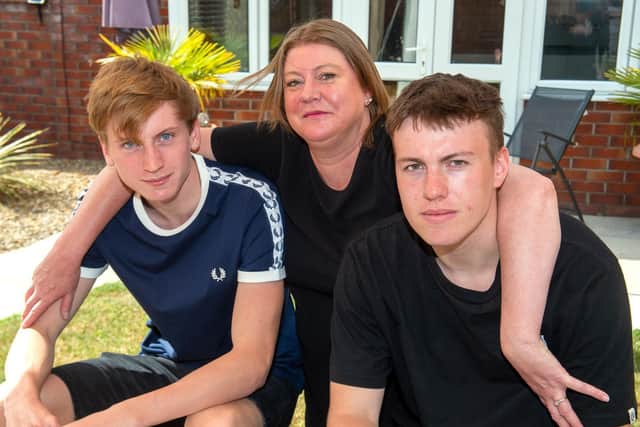Nicola Barraclough with sons Alex and Sam