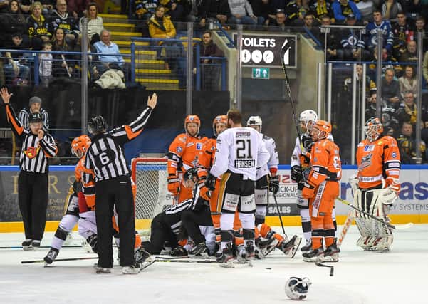 Nottingham Panthers and Sheffield Steelers are two of four teams set to do battle at the NIC throughout April. Picture courtesy of EIHL/Karl Denham