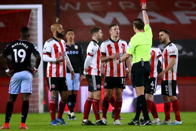 RED CARD: Phil Jagielka is sent off. Picture: PA Wire.