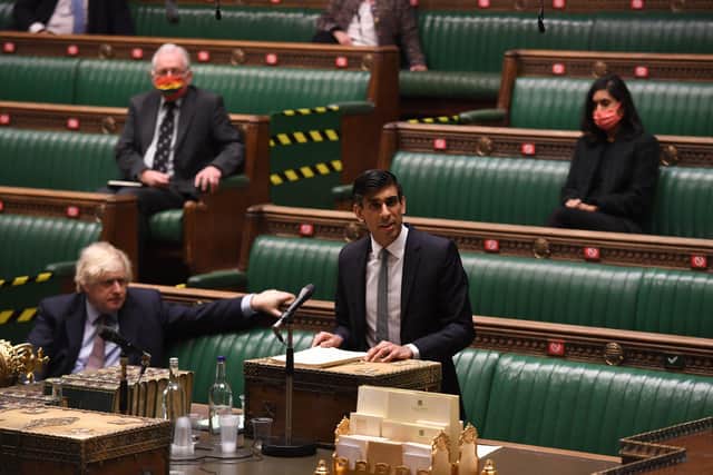 Rishi Sunak delivering his Budget to the House of Commons in London. Picture: Parliament/Jessica Taylor/PA Wire