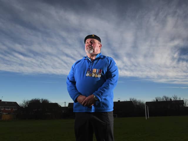 Pictured, Captain Michael Richardson. The 59-year-old from Beverley in East Yorkshire joined the military in 1977, the same year his father left after more than 20 years of service. Photo credit: Simon Hulme/ JPIMediaResell