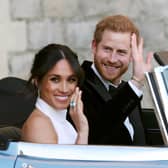 Harry and Meghan on their wedding day. Picture: PA