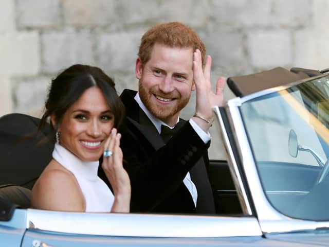 Harry and Meghan on their wedding day. Picture: PA