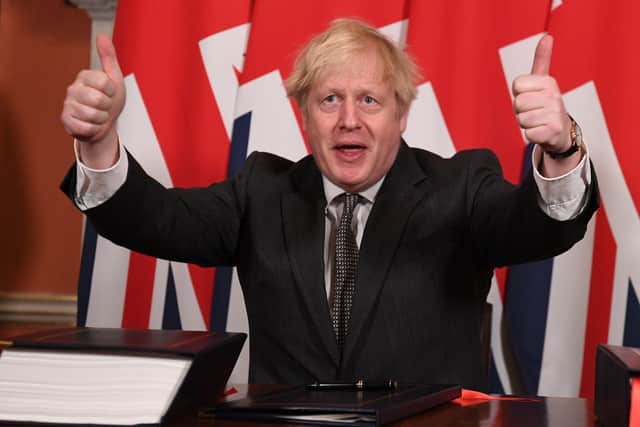 This was Boris Johnson signing the Brexit trade deal with the EU on December 30.