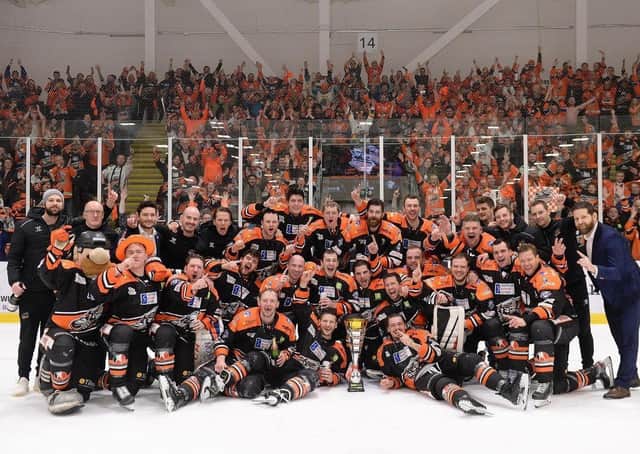 END GAME: Sheffield Steelers will take to the ice in April in the behind-closed-doors Elite Series - their first action since winning the Challenge Cup in March last year. Picture courtesy of EIHL.
