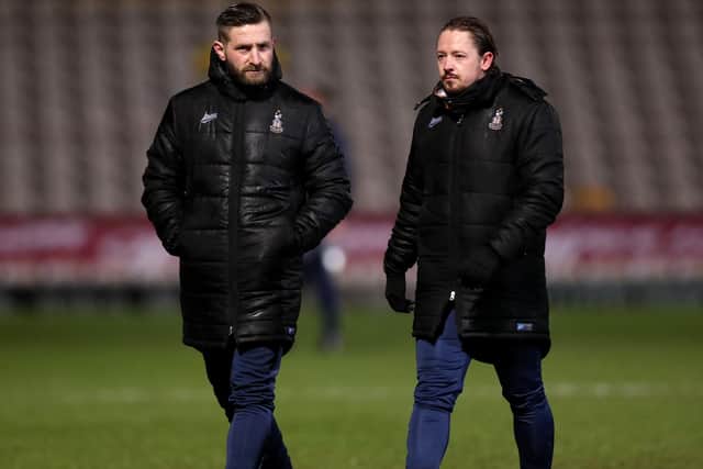 TOP JOB: Mark Trueman, left, and Conor Sellars have overseen 10 wins in 14 matches since taking over at Valley Parade. Picture: George Wood/Getty Images