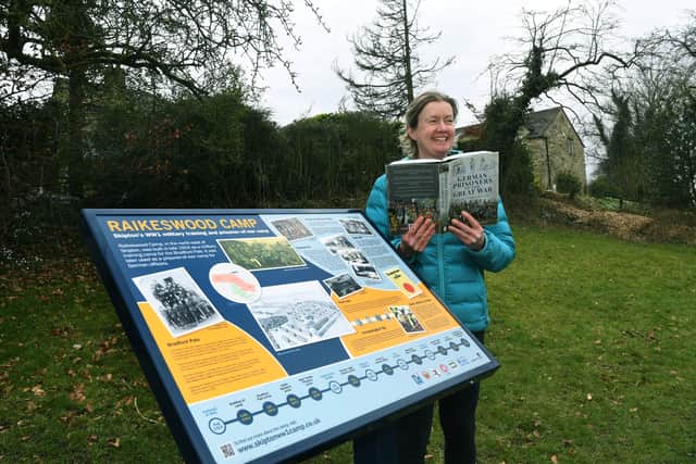 Anne Buckley from the University of Leeds, has been part of a massive six-year attempt to create an English translation version of a book written by German prisoners who were kept in a PoW camp in Skipton in the First World War. Anne pictured where the camp once stood.
 
Picture: Jonathan Gawthorpe