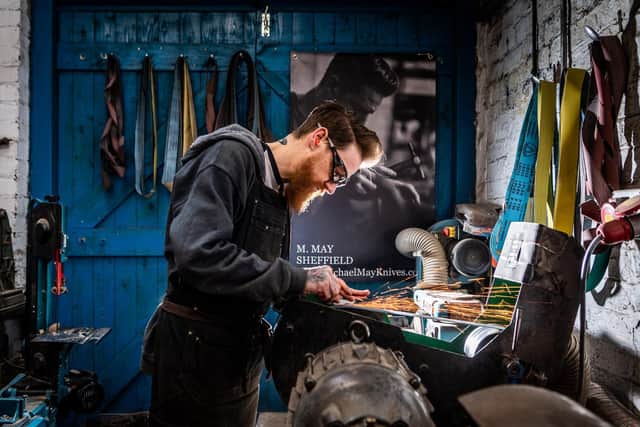 Michae at his workshop in Sheffield’s Portland Works. (James Hardisty).
