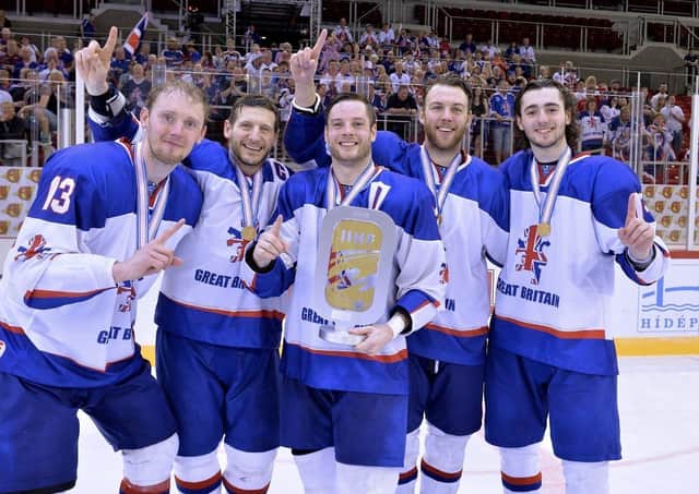 FAMILIAR FACES: Liam Kirk, far right, celebrates winning a World Championship gold medal with Davey Phillips, Jonathan Phillips, Robert Dowd and Ben O'Connor. Picture courtesy of Dean Woolley.