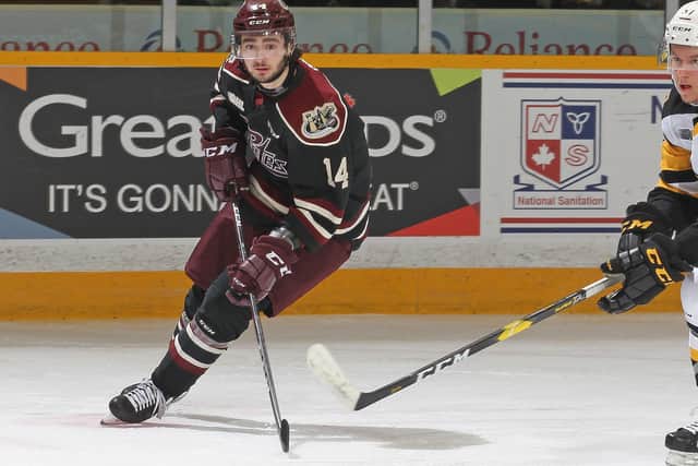 AIMING HIGH: Liam Kirk, in action for Peterborough Petes in an OHL game against Hamilton Bulldogs in November 2018. Picture: Claus Andersen/Getty Images