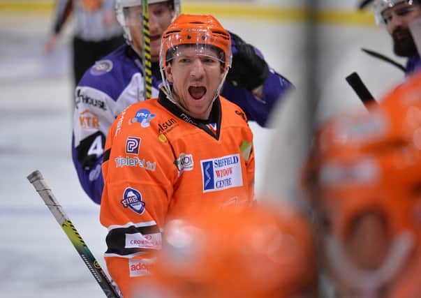 COME AGAIN? Sheffield Steelers' head coach Aaron Fox hopes to see Brendan Connolly on the ice for the EIHL Series next month. Picture: Dean Woolley.