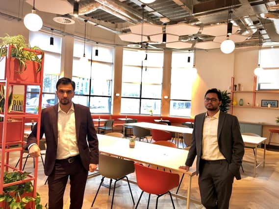 Co-founders of Twin Dynamics Noukheaz Ahmed (left) and Shrawasti Sahare inside DMC 02 in Barnsley.