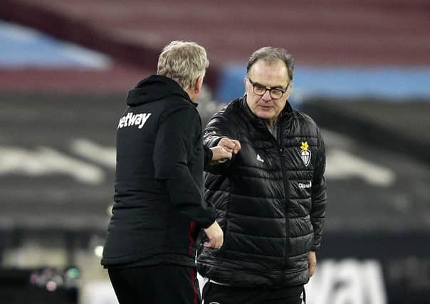 No capital return: West Ham United manager David Moyes and Leeds United head coach Marcelo Bielsa after the Premier League match at the London Stadium.