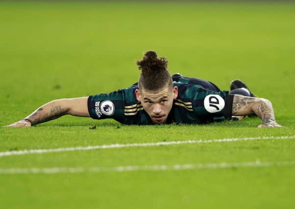 Leeds United's Kalvin Phillips shows his frustration at the London Stadium. Picture: Ian Walton/PA