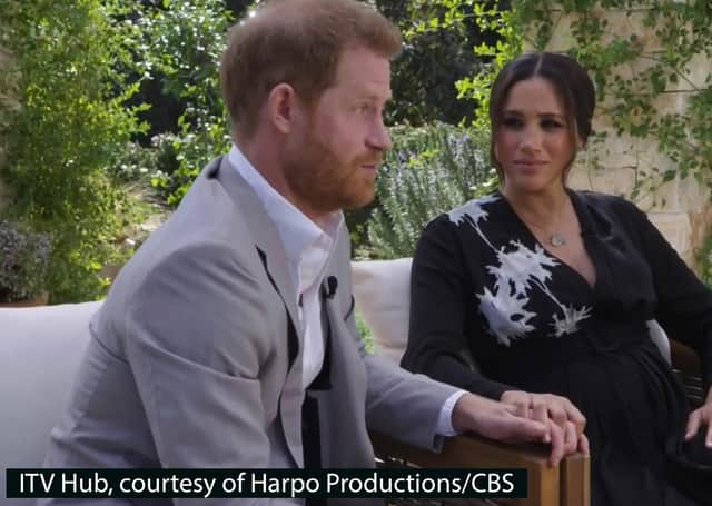 The Duke and Duchess of Sussex during their Oprah Winfrey interview.