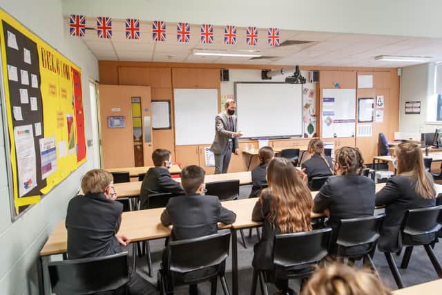 A lesson at Outwood Academy in Woodlands, Doncaster in Yorkshire, as pupils in England return to school for the first time in two months as part of the first stage of lockdown easing. Picture: Danny Lawson/PA Wire