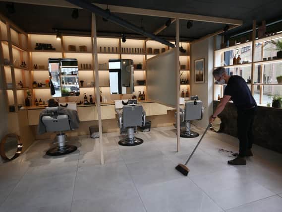 Library image of a barbers' shop.