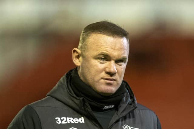 TACTICAL SWITCH: Derby County manager Wayne Rooney, pictured at Oakwell on Wednesday night. Picture: Tony Johnson