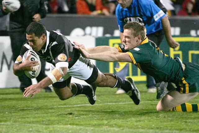 Jake Webster scores for New Zealand against Australia in 2005. (GETTY IMAGES)