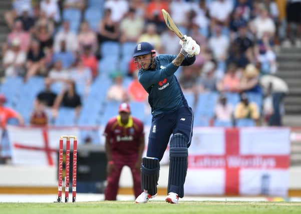 BACK IN THE FRAME? Alex Hales in ODI action for England against hosts West Indies in March 2019. Picture: Gareth Copley/Getty Images.
