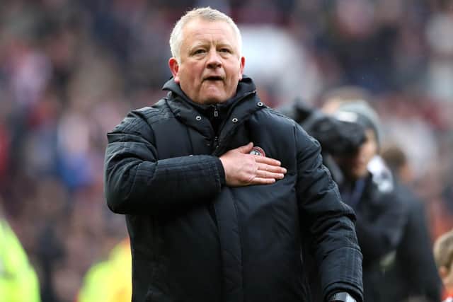 Sheffield United manager Chris Wilder celebrates after the final whistle of a Championship match (Picture: SportImage)