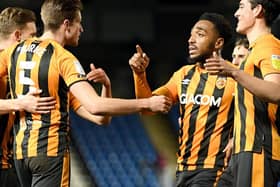 Hull City players celebrate during their midweek win over title rivals Peterborough United. Pictures: Getty Images
